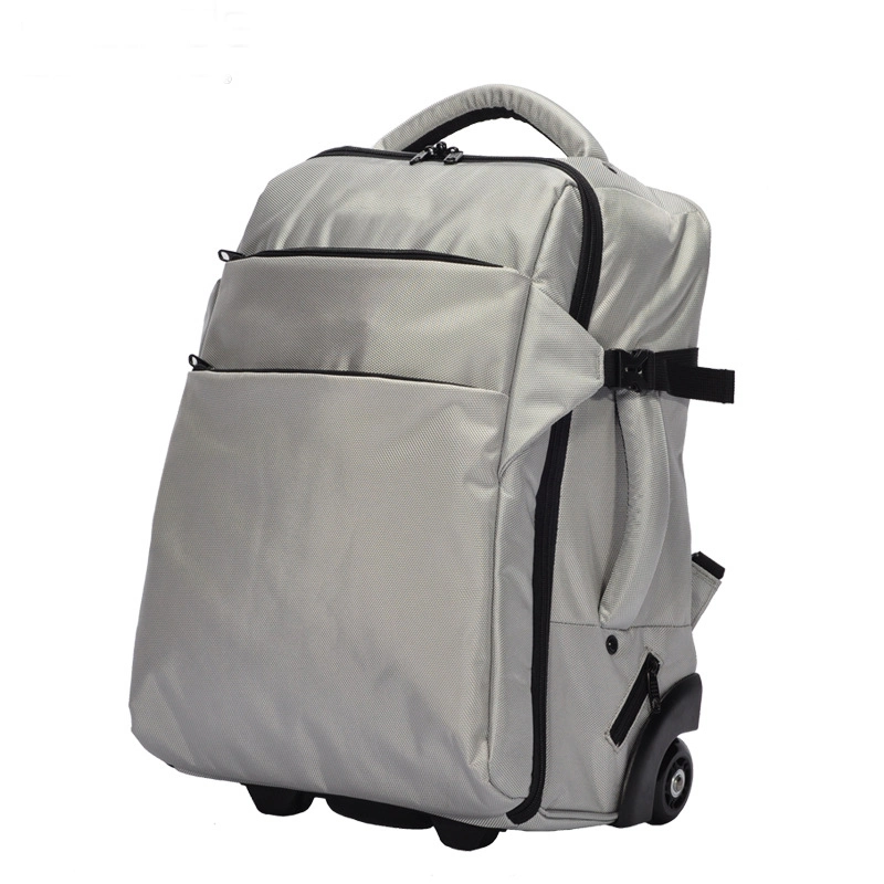 Water Resistant Carry-on Trolley Luggage Business Backpack with 2 Wheels and Laptop Holder